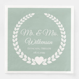 Custom Mr. & Mrs. Bride and Groom Newlywed Paper Napkin