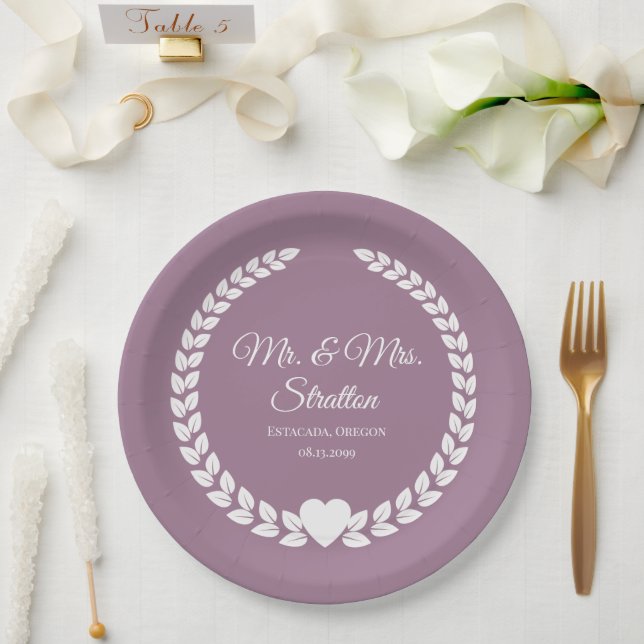 Custom Mr. & Mrs. Bride and Groom Newlywed Paper Plate (Wedding)