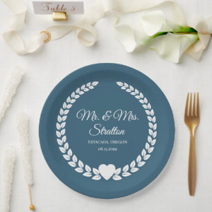 Custom Mr. & Mrs. Bride and Groom Newlywed Paper Plate
