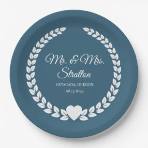 Custom Mr. & Mrs. Bride and Groom Newlywed Paper Plate