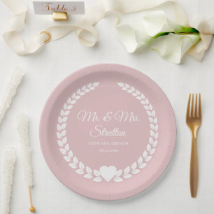 Custom Mr. & Mrs. Bride and Groom Newlywed Paper Plate