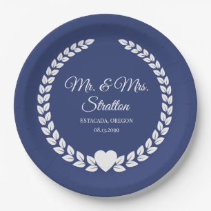 Custom Mr. & Mrs. Bride and Groom Newlywed Paper Plate