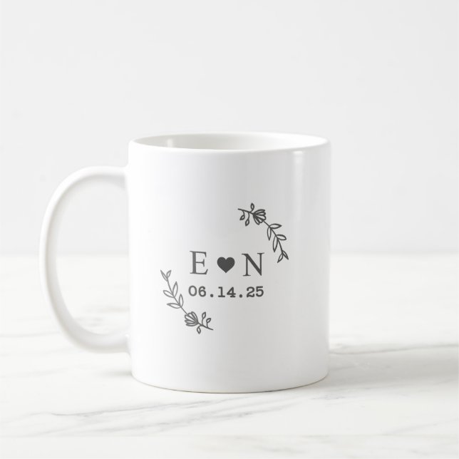 Custom Mr & Mrs Coffee Mug, Personalised Engagemen Mug (Left)