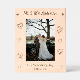 Custom Mr. & Mrs. Keepsake Wedding Day Wooden Etched Frames