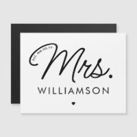 Custom Mrs. Est. Modern Elegant Script Newlywed