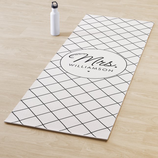 Custom Mrs. Est. Modern Elegant Script Newlywed Yoga Mat (In Situ)