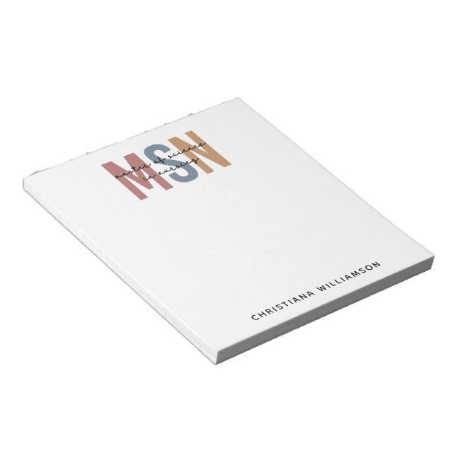 Custom MSN Master of Science in Nursing Graduation Notepad (Angled)