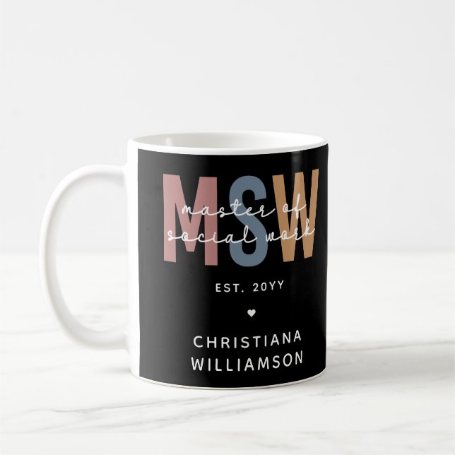 Custom MSW Master of Social Work Retro Graduation Coffee Mug (Left)