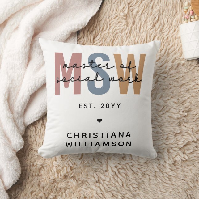 Custom MSW Master of Social Work Retro Graduation Cushion (Blanket)