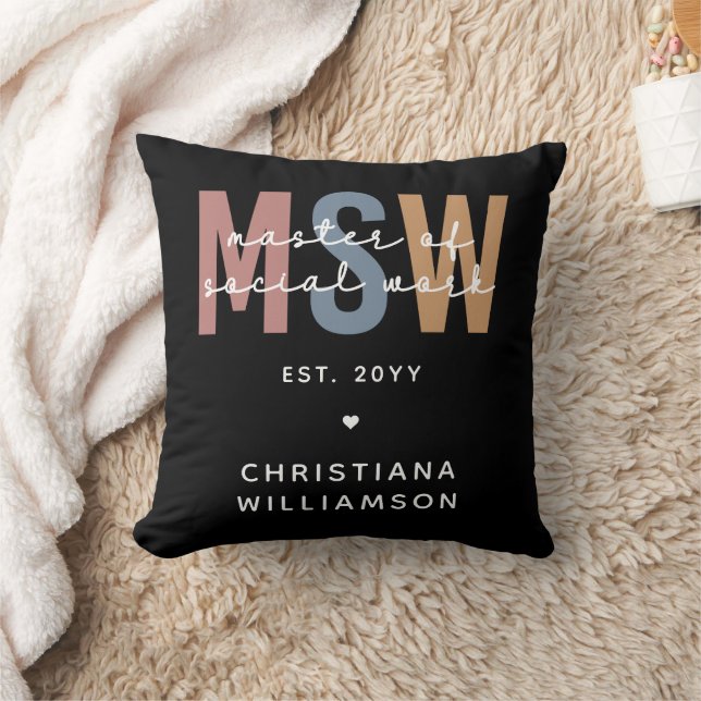 Custom MSW Master of Social Work Retro Graduation Cushion (Blanket)