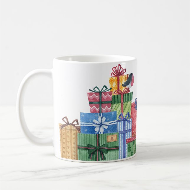Custom Mug Happy Birthday Watercolor gifts & bird (Left)