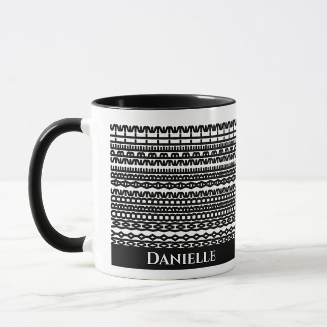 Custom Mug with Hidden Text in Geometric Pattern (Left)