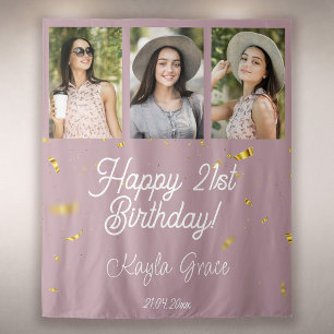 Custom Multi Photo Birthday Party Wall Backdrop Tapestry