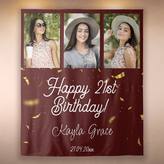Custom Multi Photo Birthday Party Wall Backdrop Tapestry (Creator Uploaded)