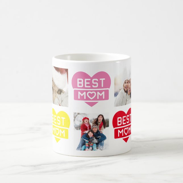 Custom Multi Photo Colour BEST MOM Coffee Mug (Center)