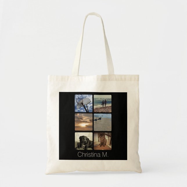 Custom Multi Photo Mosaic Picture Collage Tote Bag (Front)
