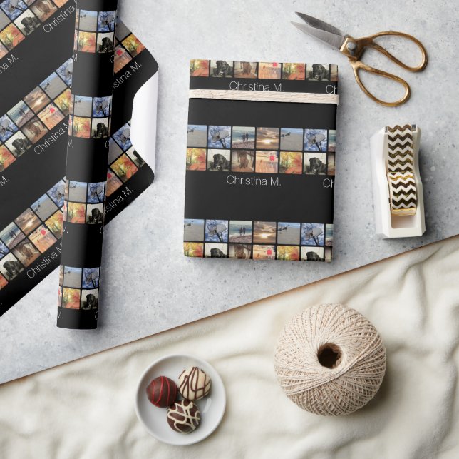 Custom Multi Photo Mosaic Picture Collage Wrapping Paper (Crafts)