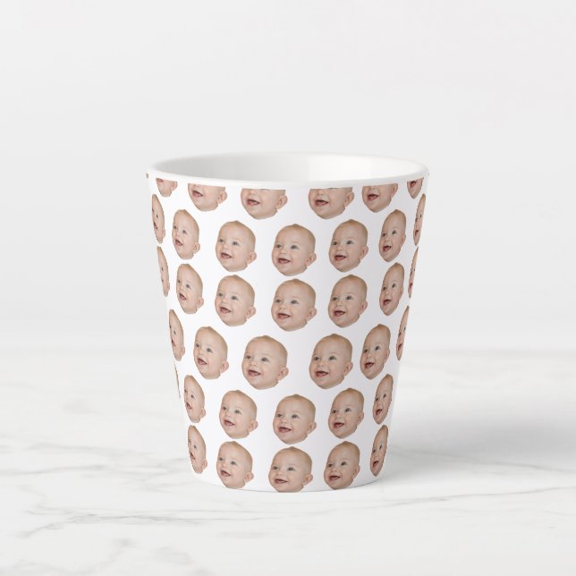 Custom Multiple Faces Birthday Party For Mum Dad Latte Mug (Front)