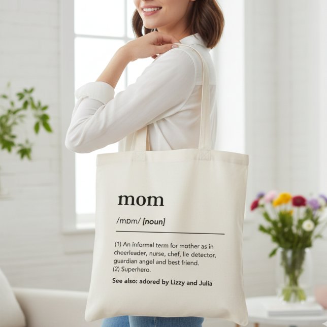 Custom Mum Definition For Mother's Day Tote Bag (Funny Mom Definition Typography Design for Mother’s Tote Bag)