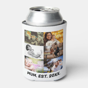 Custom Mum EST 20XX 6 photo collage Can Cooler