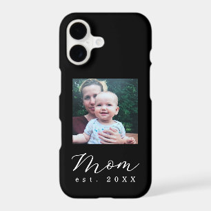 Custom Mum Est. Year Photo Black White Minimalist