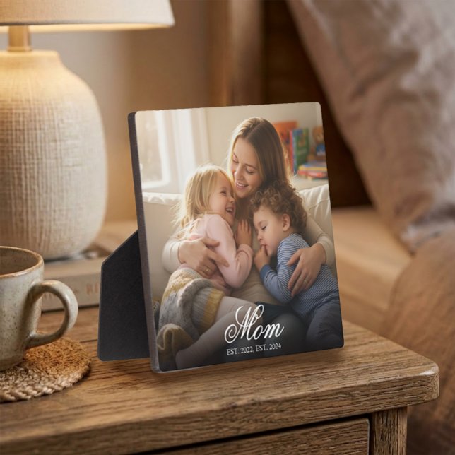 Custom Mum Established Elegant Script Photo Plaque (Custom Mom Established Elegant Script Photo Plaque)