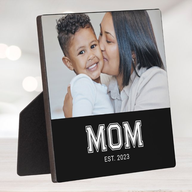 Custom Mum Established Modern Bold Photo Plaque (Creator Uploaded)