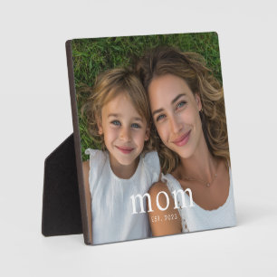 Custom Mum Established Modern Minimal Photo Plaque