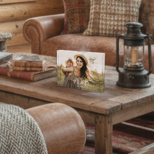 Custom Mum Established Modern Script Photo Block