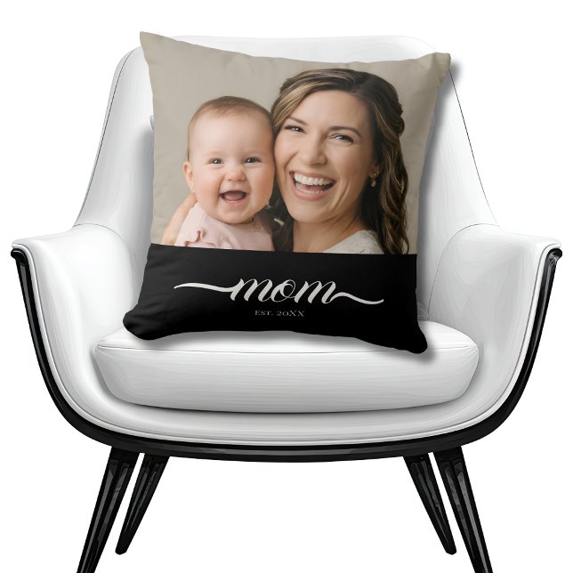 Custom Mum Established Modern Script Photo  Cushion (Creator Uploaded)