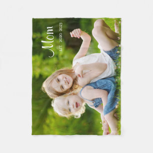 Custom Mum Established Modern Script Photo Fleece Blanket