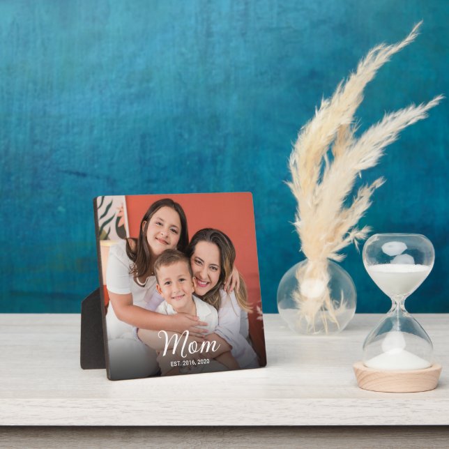 Custom Mum Established Modern Script Photo Plaque (Insitu)