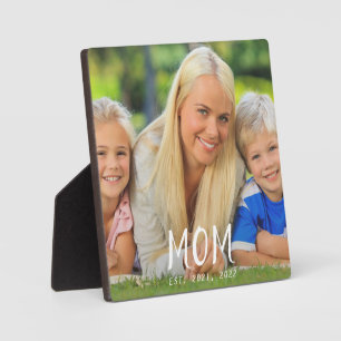 Custom Mum Established Modern Script Photo Plaque