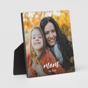 Custom Mum Established Modern Script Photo Plaque