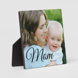 Custom Mum Established Modern Script Photo Plaque