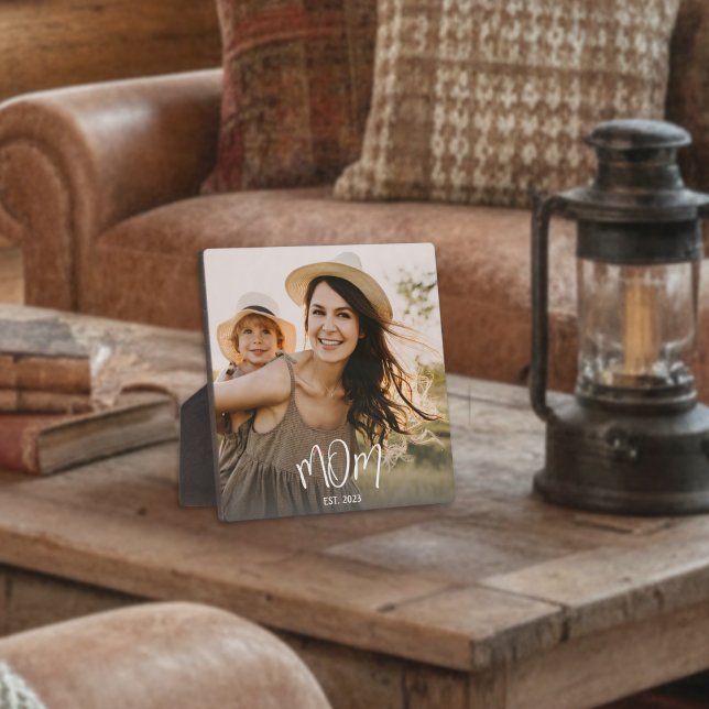 Custom Mum Established Modern Script Photo Plaque (Creator Uploaded)