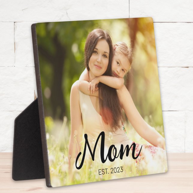 Custom Mum Established Modern Script Photo Plaque (Creator Uploaded)