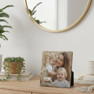 Custom Mum Established Modern Script Photo Plaque