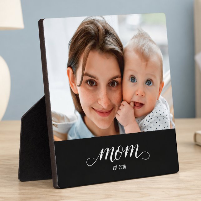 Custom Mum Established Modern Script Photo Plaque (Creator Uploaded)