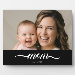 Custom Mum Established Modern Script Photo Plaque