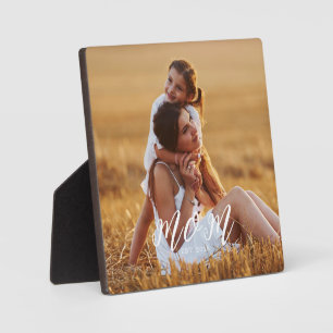 Custom Mum Established Modern Script Photo Plaque