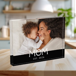 Custom Mum Established Modern Typography Photo Block