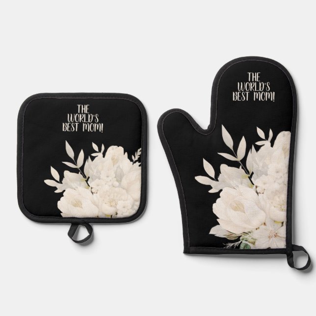 Custom Mum Happy Mother's Day Apron Oven Mitt & Pot Holder Set (Front)