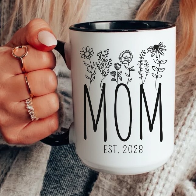 Custom Mum Mug, Floral Coffee Mug for New Moms (mother’s day mug, birthday gift for mom, christmas gift for mom, custom mug for mom,)