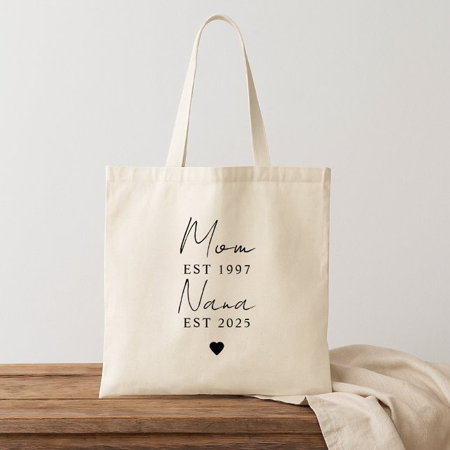 Custom Mum & Nana EST New Grandma Gift Tote Bag (Creator Uploaded)