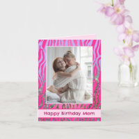 Custom Mum Pink Tiger Print Birthday Card