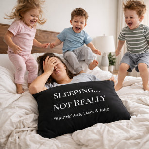 Custom Mum Sleeping Not Really Black White Pillow 
