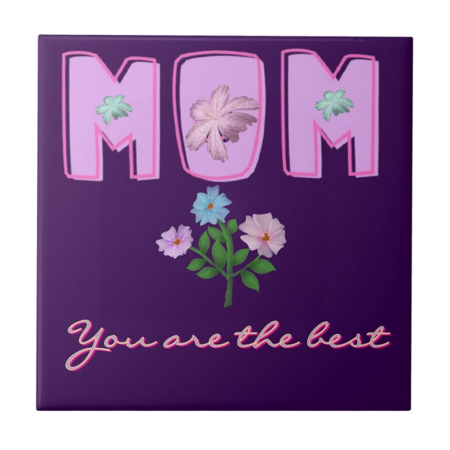Custom Mum Typography Design,  Tile (Front)