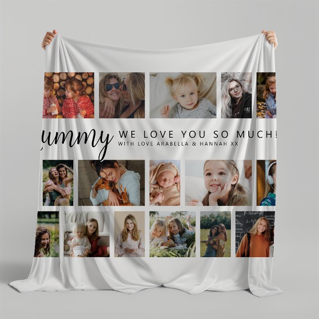 Custom Mummy 18 Photo Collage Fleece Blanket (Creator Uploaded)