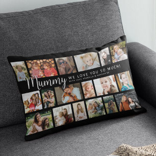 Custom Mummy 18 Photo Collage Lumbar Cushion